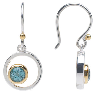 Sterling Silver and 22K Gold Vermeil Earring with Swiss Blue Topaz