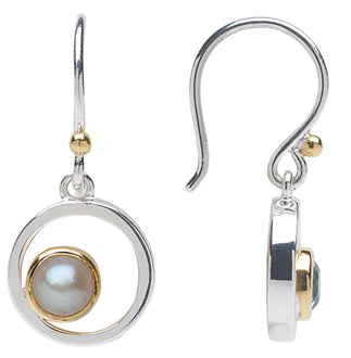 Sterling Silver and 22K Gold Vermeil Earring with White Pearl