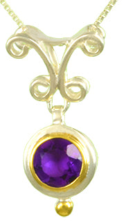 Sterling Silver and 22K Gold Vermeil Pendant with African Amethyst