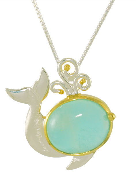 Sterling Silver and 22K Gold Vermeil Pendant with Amazonite