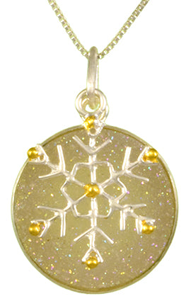 Sterling Silver and 22K Gold Vermeil Pendant with Aurora Druzy