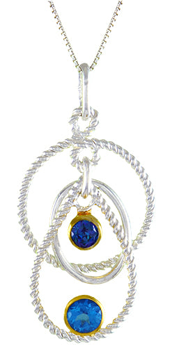 Sterling Silver and 22K Gold Vermeil Pendant with Baby Blue Topaz and Trendy Solo Topaz
