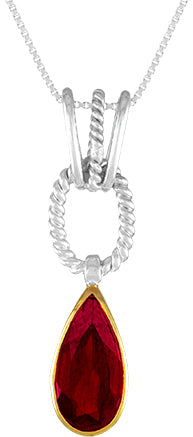 Sterling Silver and 22K Gold Vermeil Pendant with Garnet