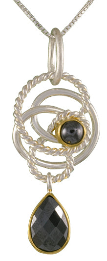 Sterling Silver and 22K Gold Vermeil Pendant with Hematite