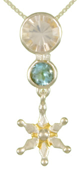 Sterling Silver and 22K Gold Vermeil Pendant with Ice Quartz and Sky Blue Topaz