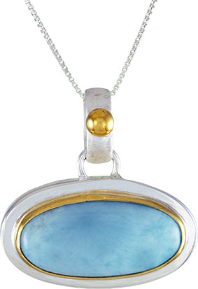 Sterling Silver and 22K Gold Vermeil Pendant with Larimar