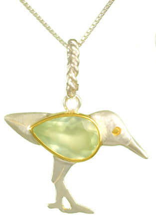 Sterling Silver and 22K Gold Vermeil Pendant with Prehnite