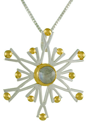 Sterling Silver and 22K Gold Vermeil Pendant with Rainbow Moonstone