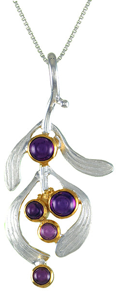 Sterling Silver and 22K Gold Vermeil Pendant with Rhodolite Garnet