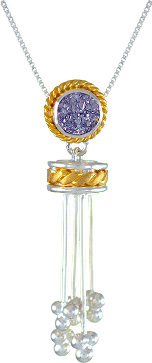 Sterling Silver and 22K Gold Vermeil Pendant with Silver plated Druzy