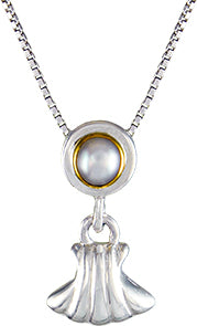 Sterling Silver and 22K Gold Vermeil Pendant with White Freshwater Pearl