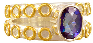 Sterling Silver and 22K Gold Vermeil Ring with Neptune's Garden Topaz