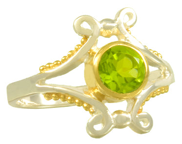 Sterling Silver and 22K Gold Vermeil Ring with Peridot
