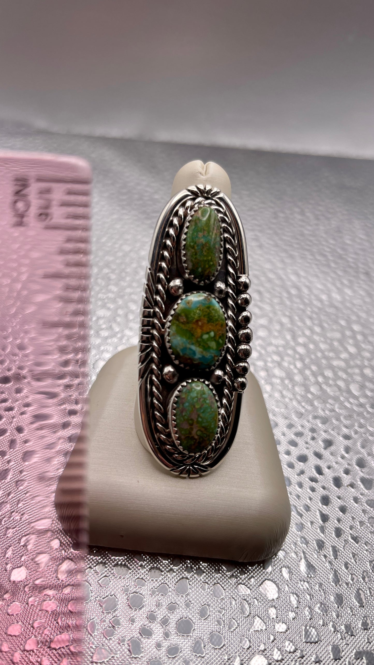 Desert Treasure: Kingman Green Turquoise set in Sterling Silver Ring