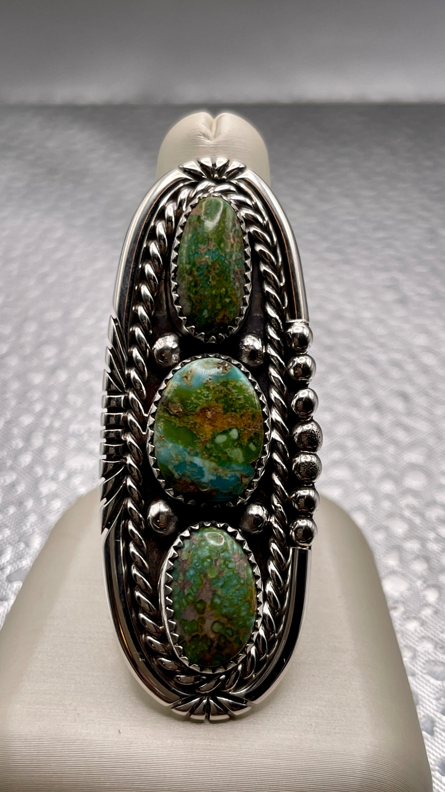 Desert Treasure: Kingman Green Turquoise set in Sterling Silver Ring